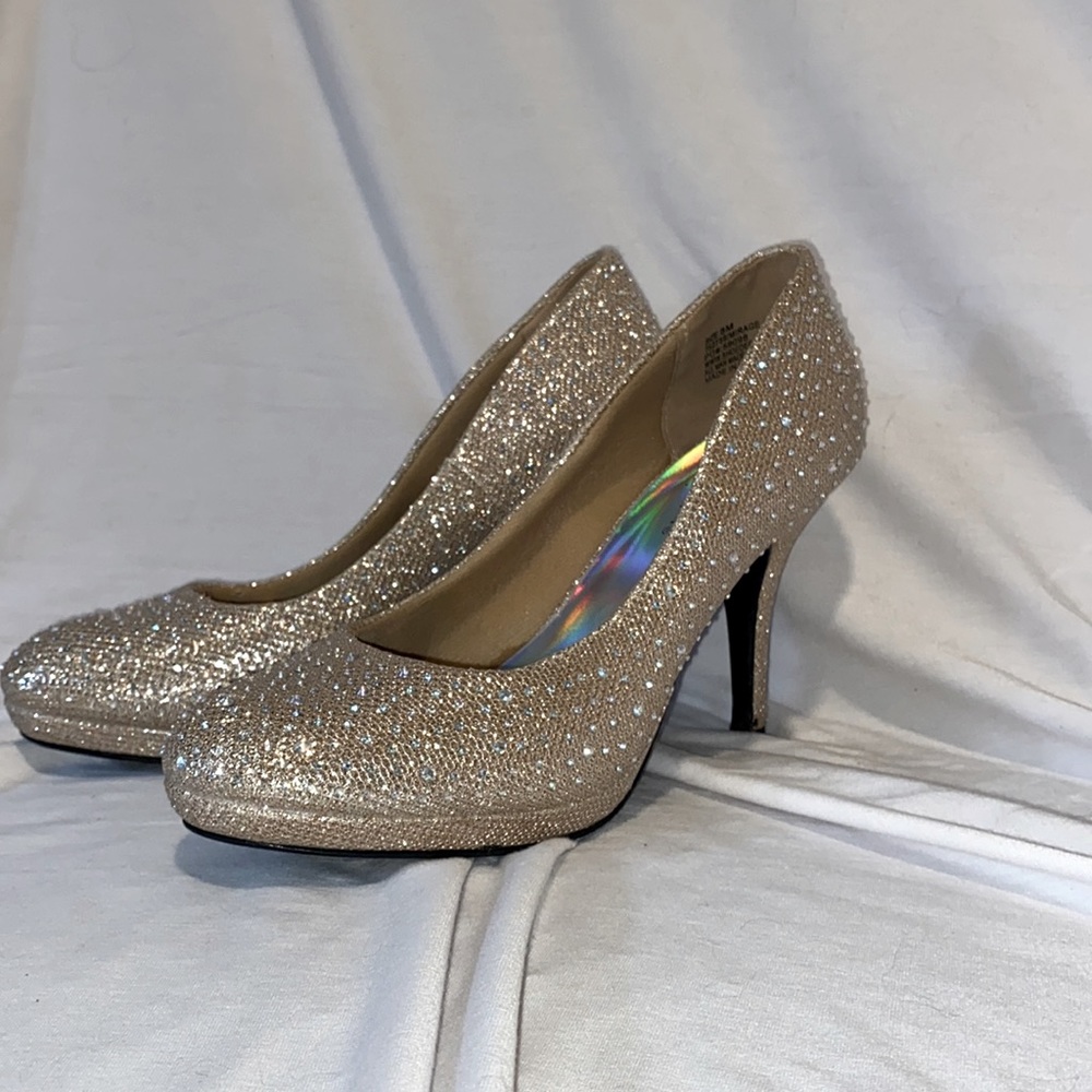 Silver Slipper high heels, size 8-8.5, barely used, good quality